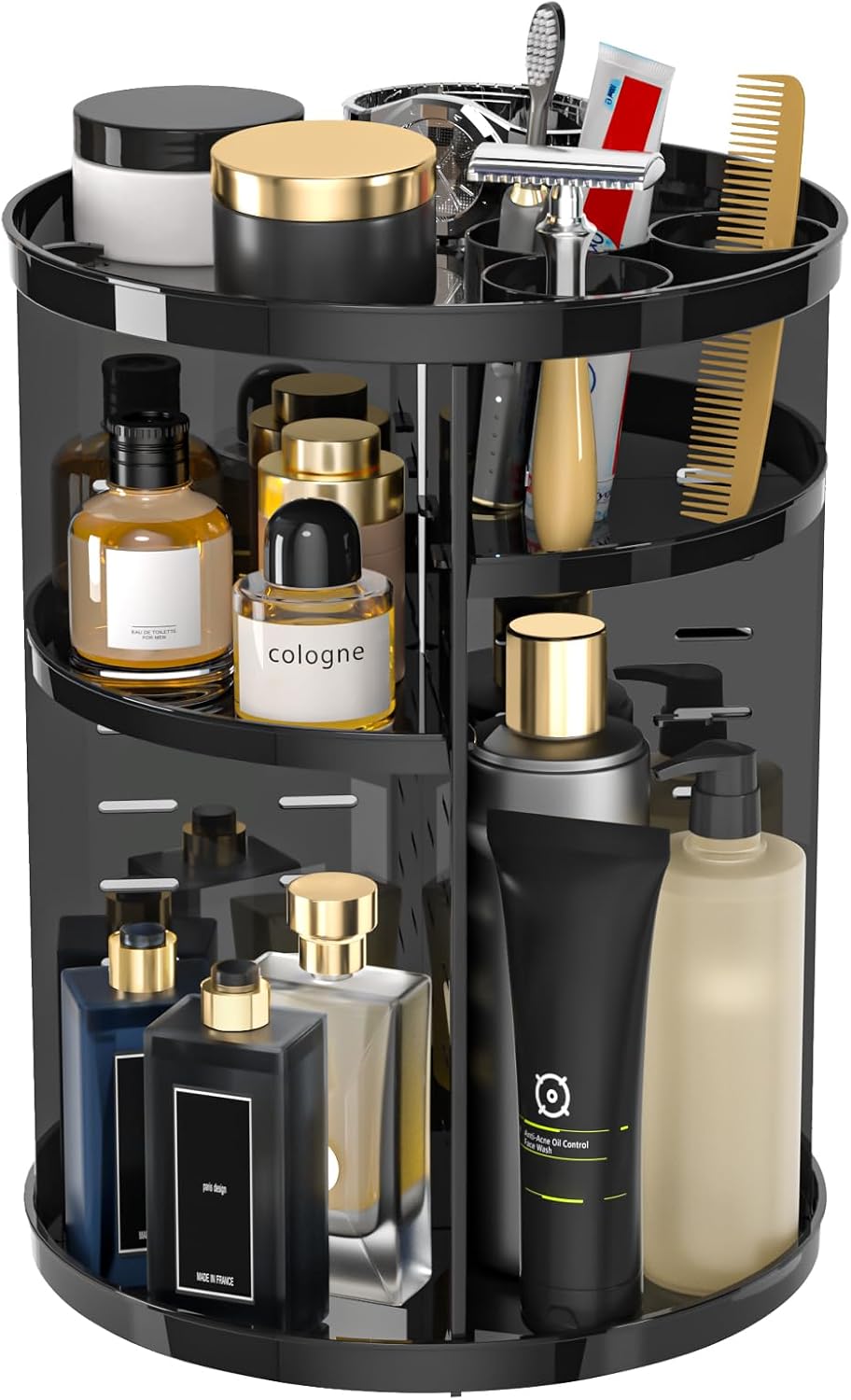 Rotating Makeup Organizer, DIY 8 Adjustable Layers Spinning Skincare Organizer, Cosmetic Display Case
