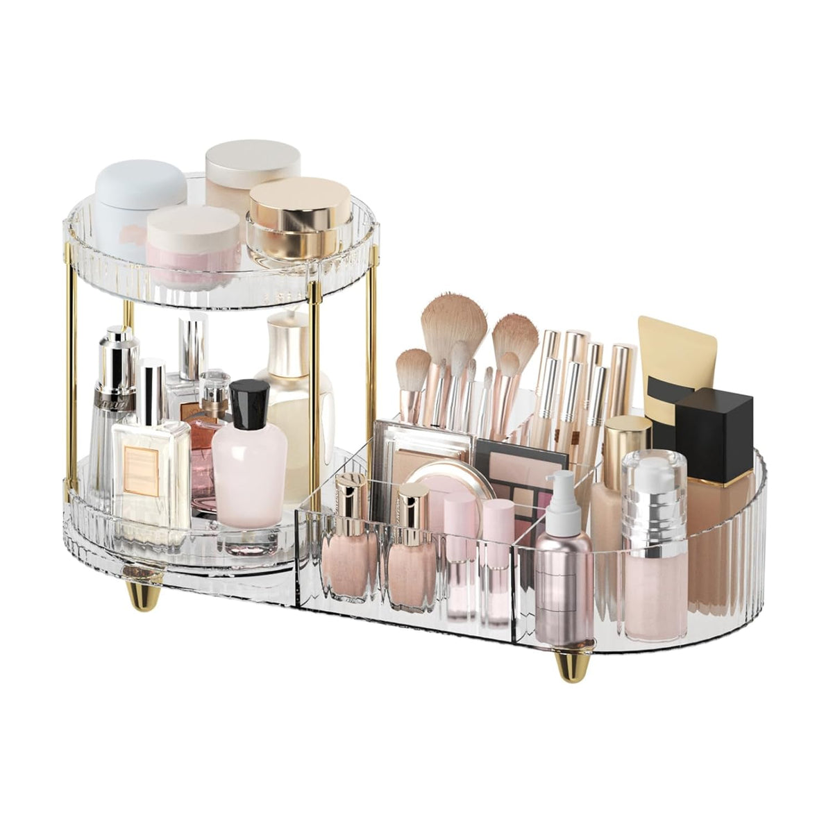 Makeup Organizer Countertop for Vanity, Rotating Perfume Tray