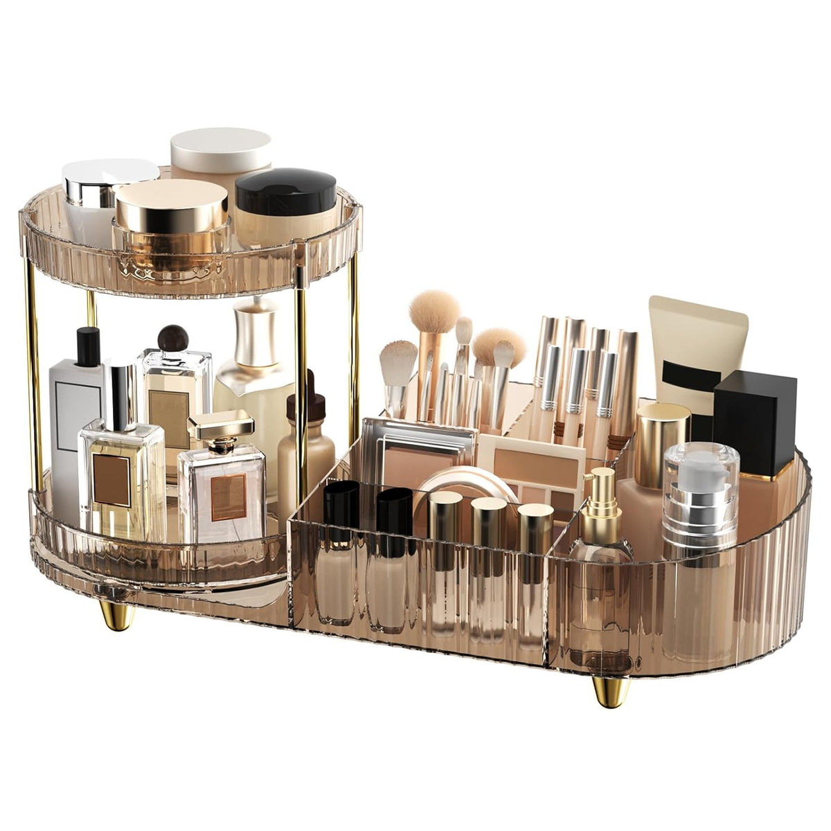 Makeup Organizer Countertop for Vanity, Rotating Perfume Tray