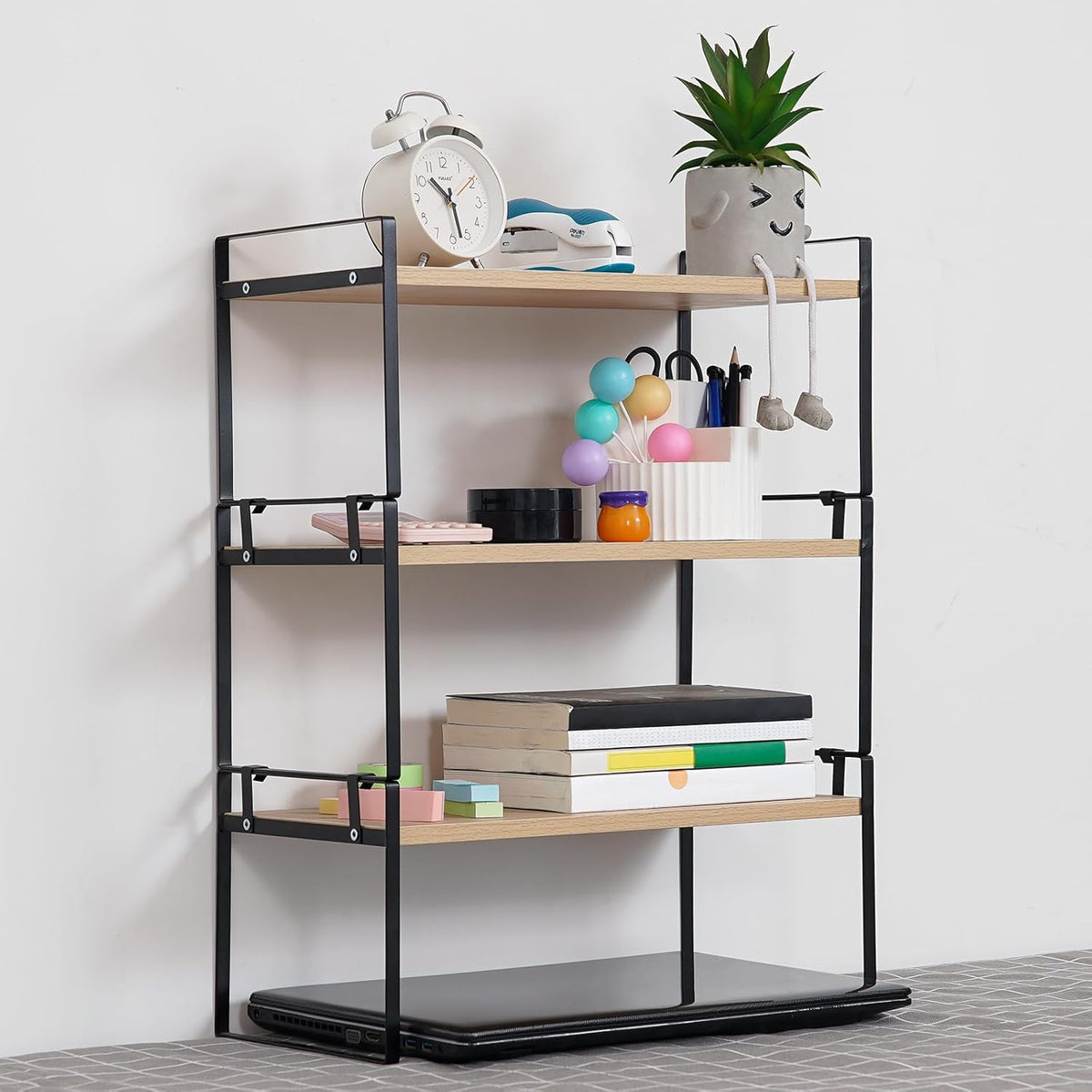 Desk Shelf Organizer for Top of Desk, Detachable 2 Tier Desktop Bookshelf
