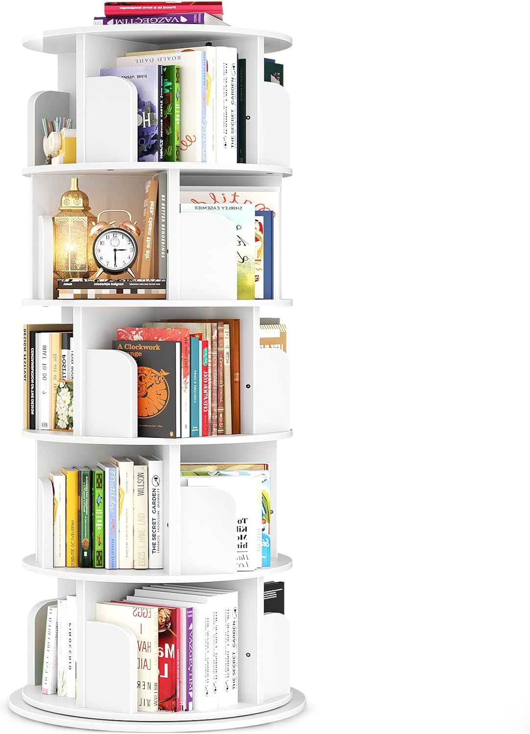Rotating Bookshelf, 360 Display Spinning Bookcase Storage Rack