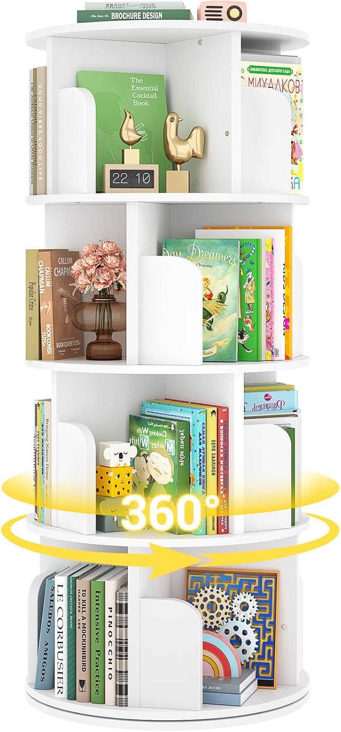 Rotating Bookshelf, 360 Display Spinning Bookcase Storage Rack
