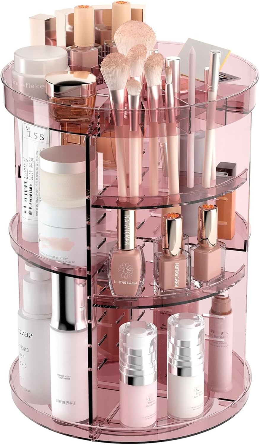 Rotating Makeup Organizer, DIY 8 Adjustable Layers Spinning Skincare Organizer, Cosmetic Display Case