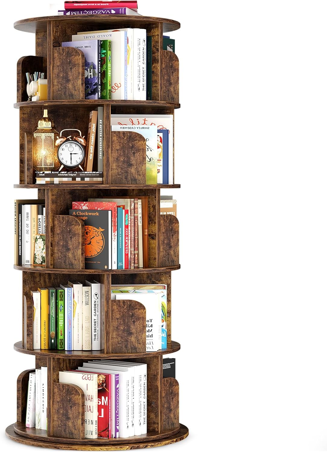 Rotating Bookshelf, 360 Display Spinning Bookcase Storage Rack