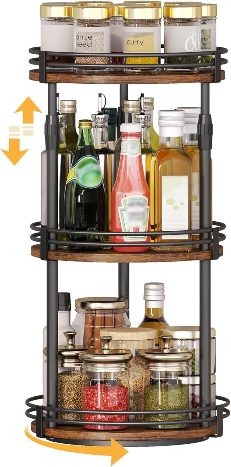 Across-Star Lazy-Susan-Spice-Rack -Organizer For Cabinet , 2-Tier Kitchen Counter Shelf Countertop Organizer