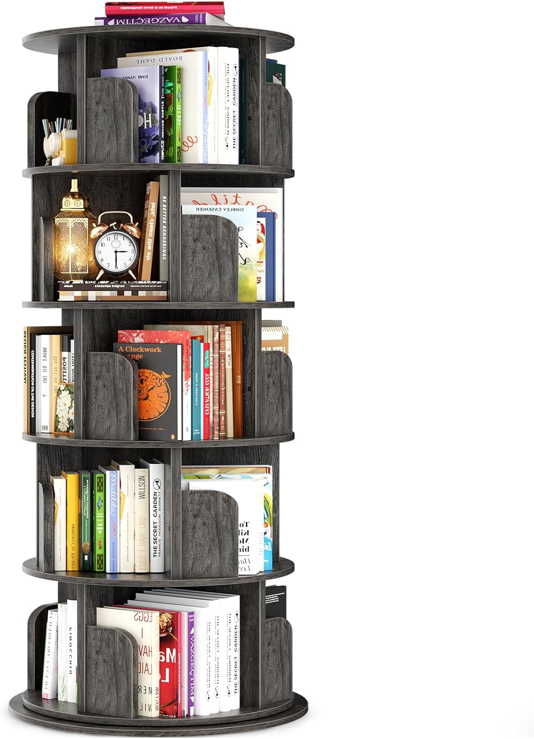 Rotating Bookshelf, 360 Display Spinning Bookcase Storage Rack
