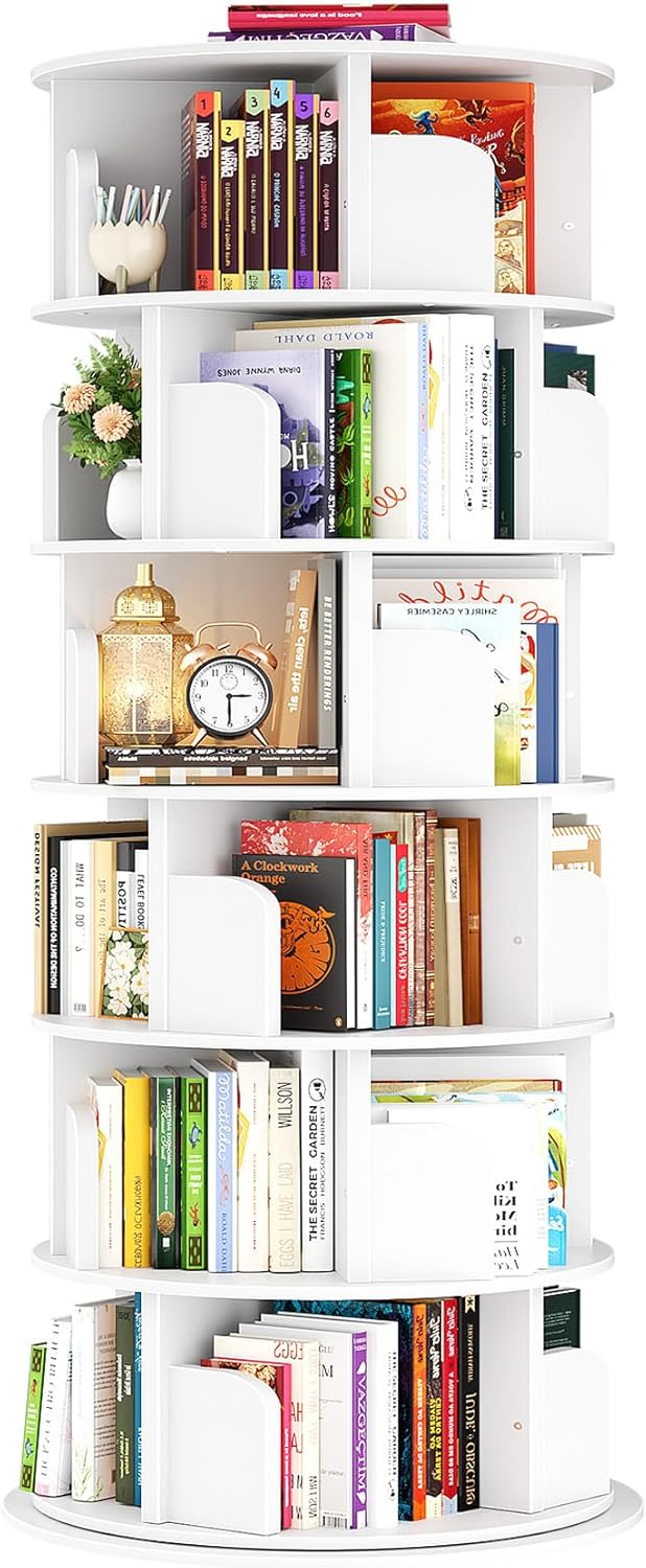 Rotating Bookshelf, 360 Display Spinning Bookcase Storage Rack