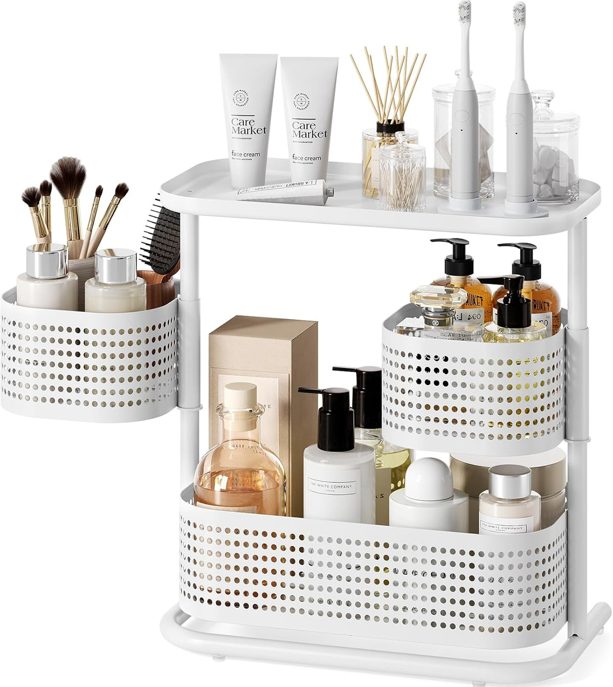3 Tier Bathroom Counter Organizer, Rotating Countertop Vanity Storage Cabinet with Standing Shelf