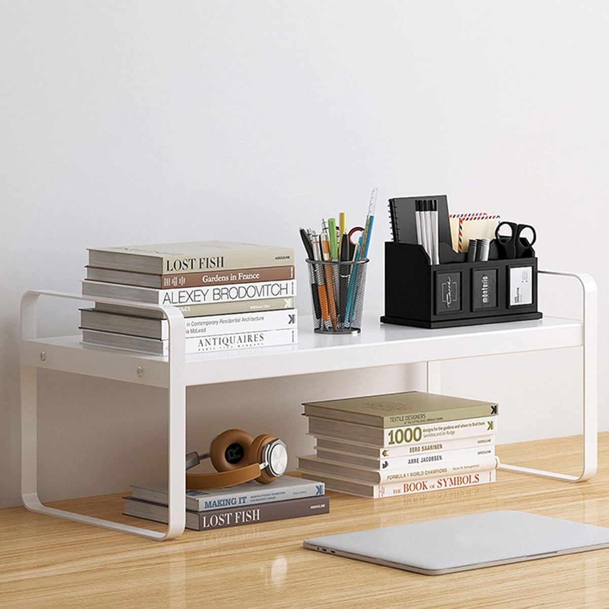 Desk Shelf Organizer for Top of Desk, Detachable 2 Tier Desktop Bookshelf