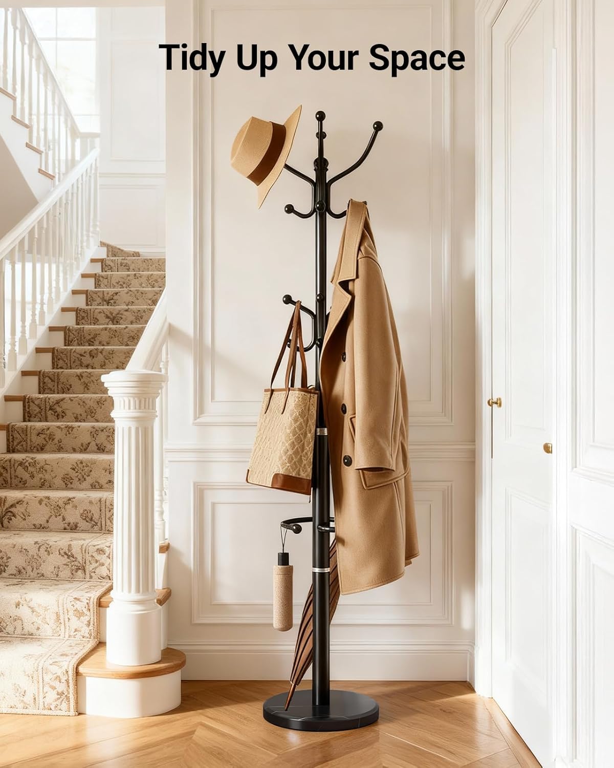 Metal Heavy Duty Coat Rack with Sturdy Marble Base
