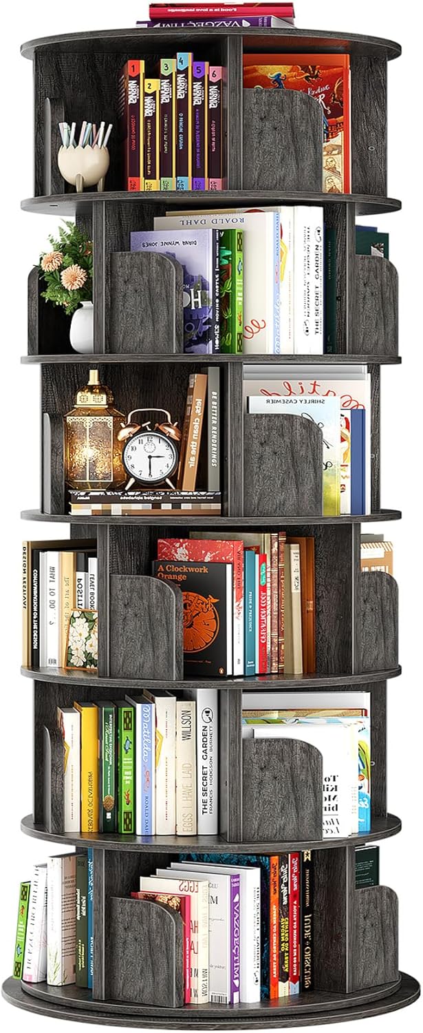 Rotating Bookshelf, 360 Display Spinning Bookcase Storage Rack