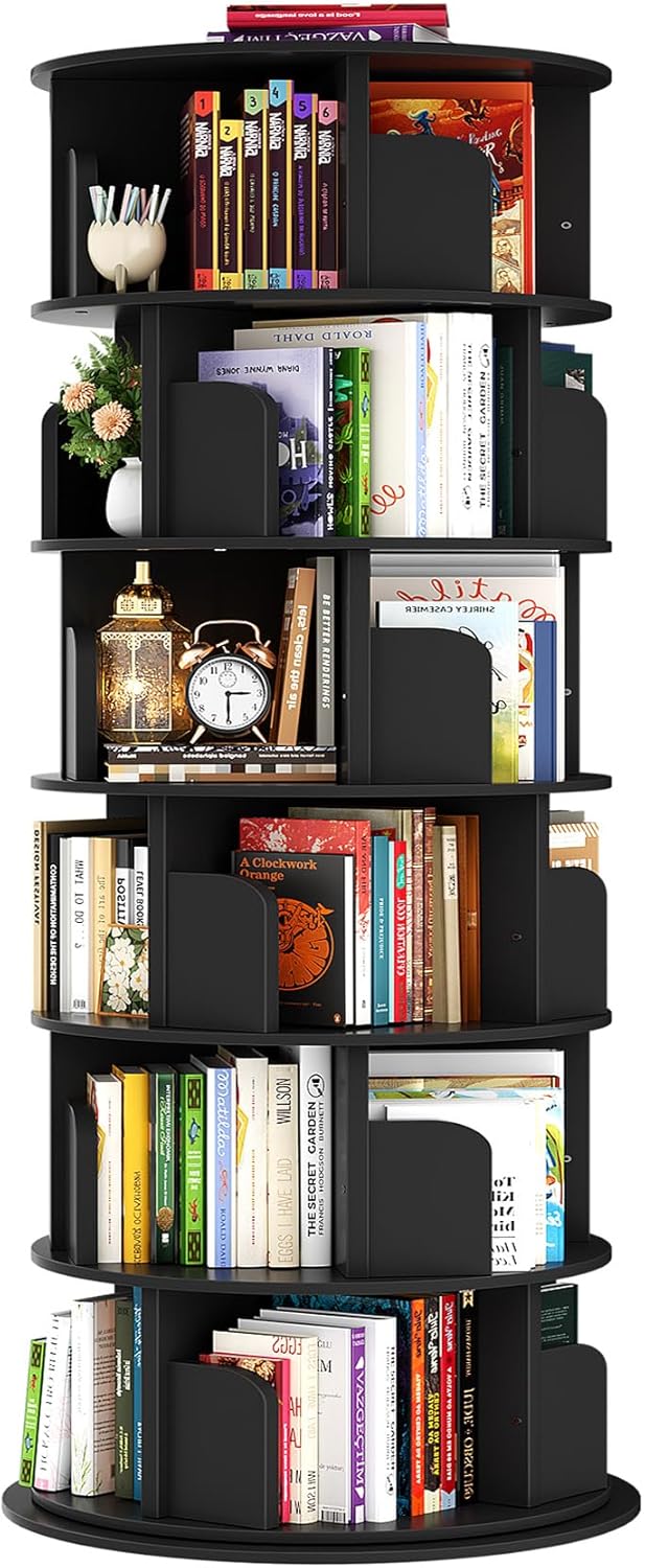 Rotating Bookshelf, 360 Display Spinning Bookcase Storage Rack