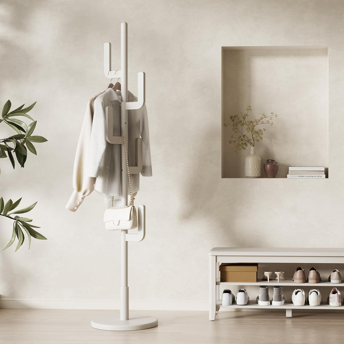 Solid Wood Cactus Coat Rack