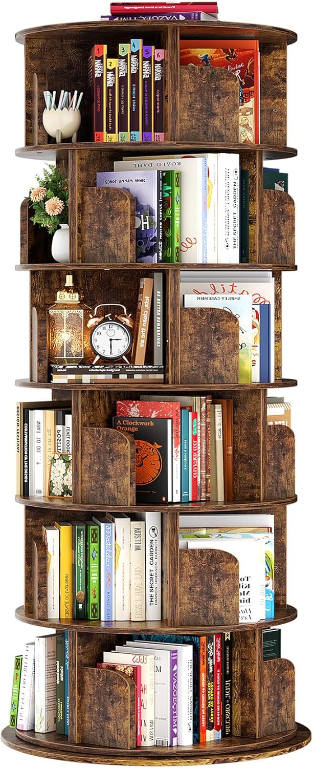 Rotating Bookshelf, 360 Display Spinning Bookcase Storage Rack