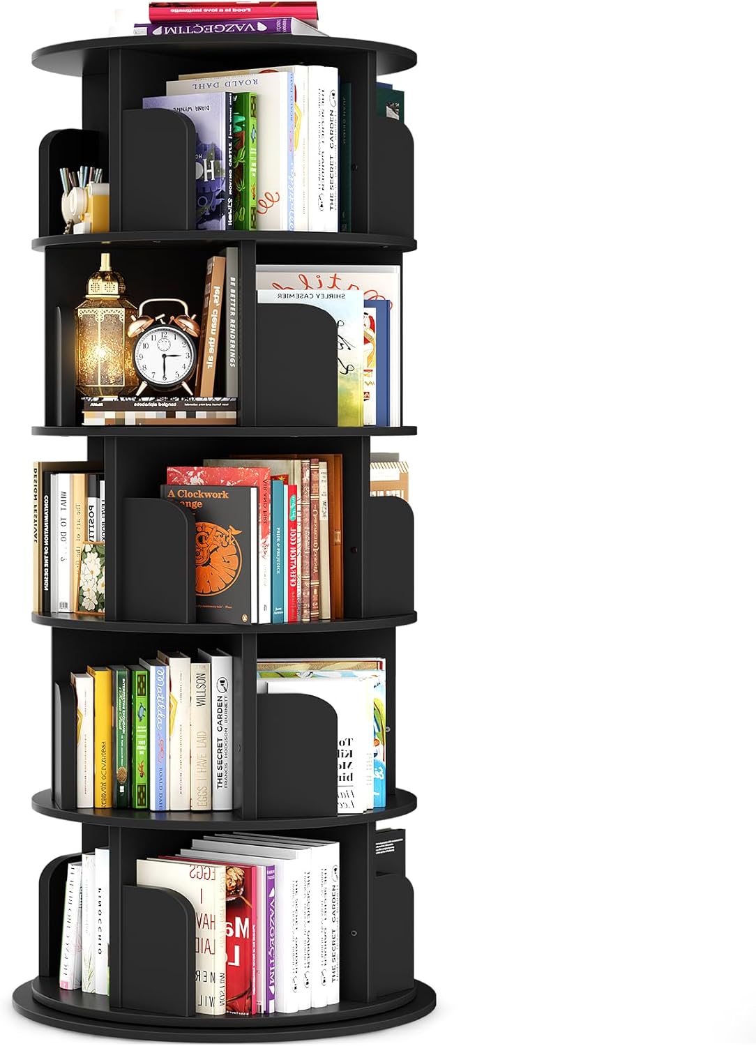 Rotating Bookshelf, 360 Display Spinning Bookcase Storage Rack