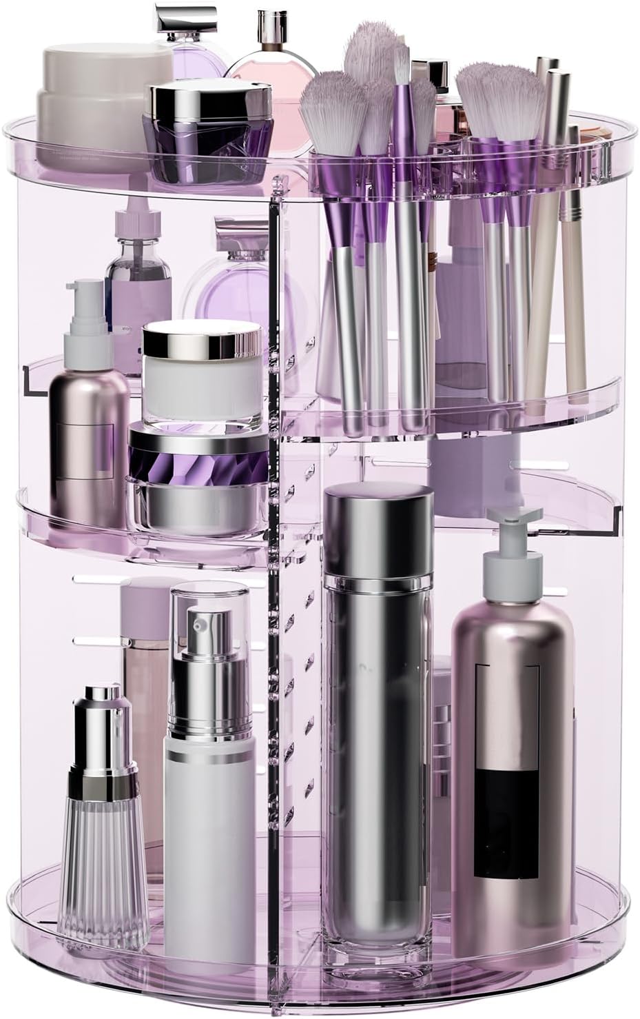 Rotating Makeup Organizer, DIY 8 Adjustable Layers Spinning Skincare Organizer, Cosmetic Display Case