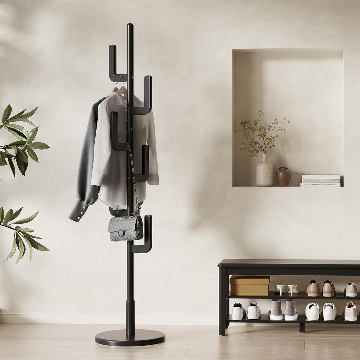 Solid Wood Cactus Coat Rack