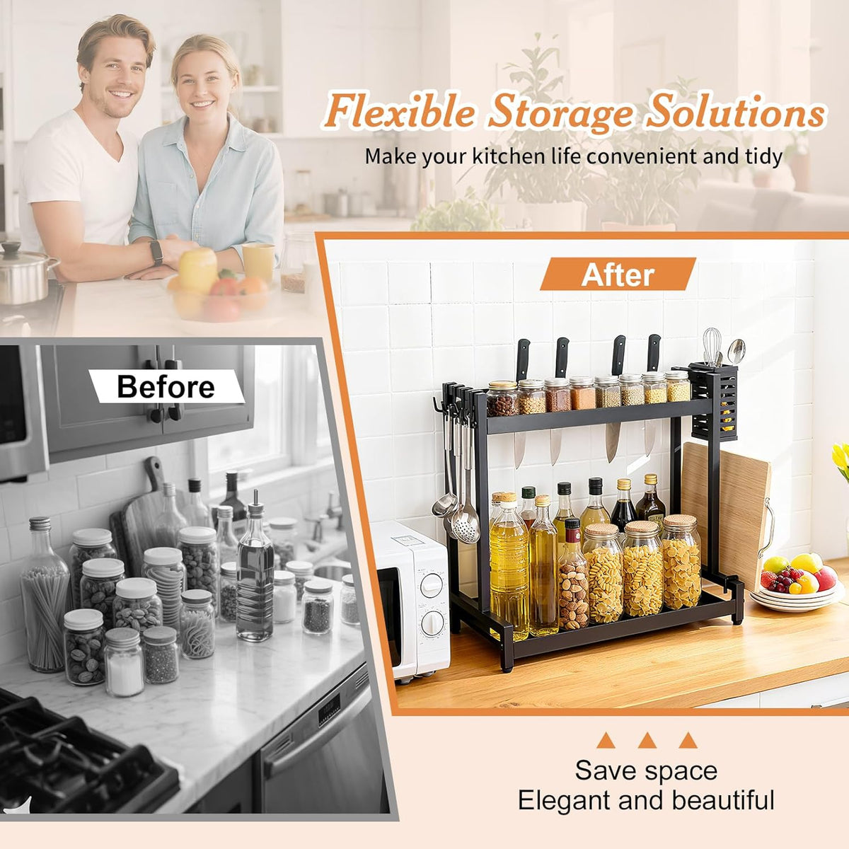 Countertop Spice Rack Organizer 2-Tier Seasoning Organizer