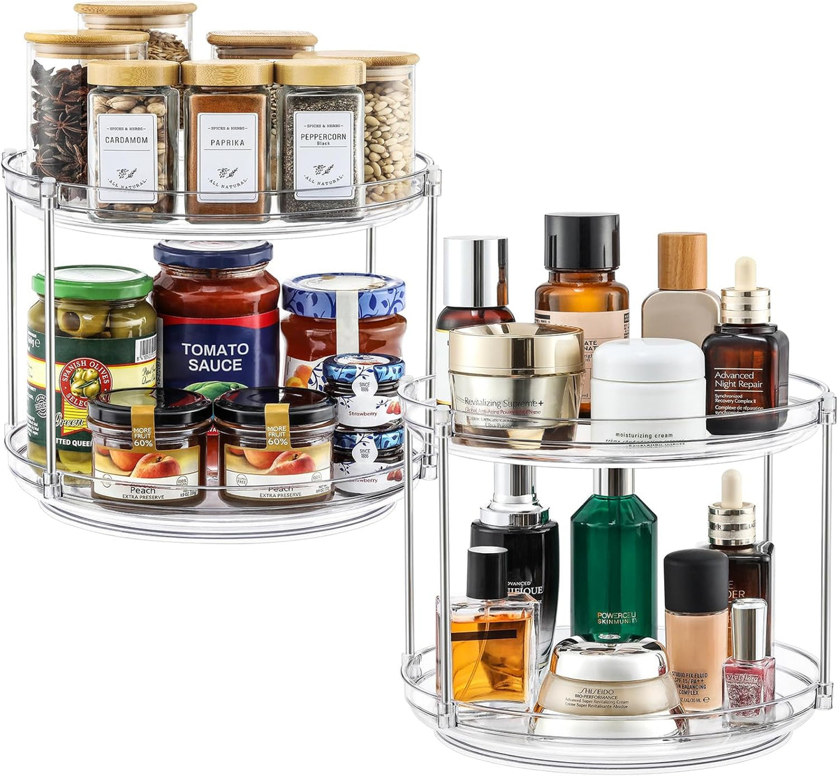 2 Tier Non-Skid Acrylic Turntable Organizer