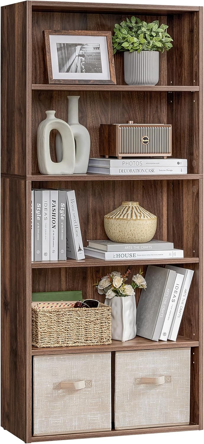 Bookshelf 5-Tier Bookcase Open Storage Shelf