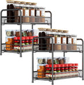 2-Tier Foldable Metal Rust-Proof Standing Large Seasoning Storage Shelf