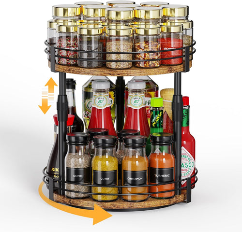 Across-Star Lazy-Susan-Spice-Rack -Organizer For Cabinet , 2-Tier Kitchen Counter Shelf Countertop Organizer